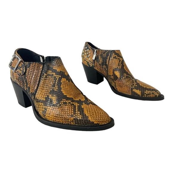The Kooples Womens Size 39 US 8 Snakeskin Studded Ankle Boot Booties - Picture 1 of 7